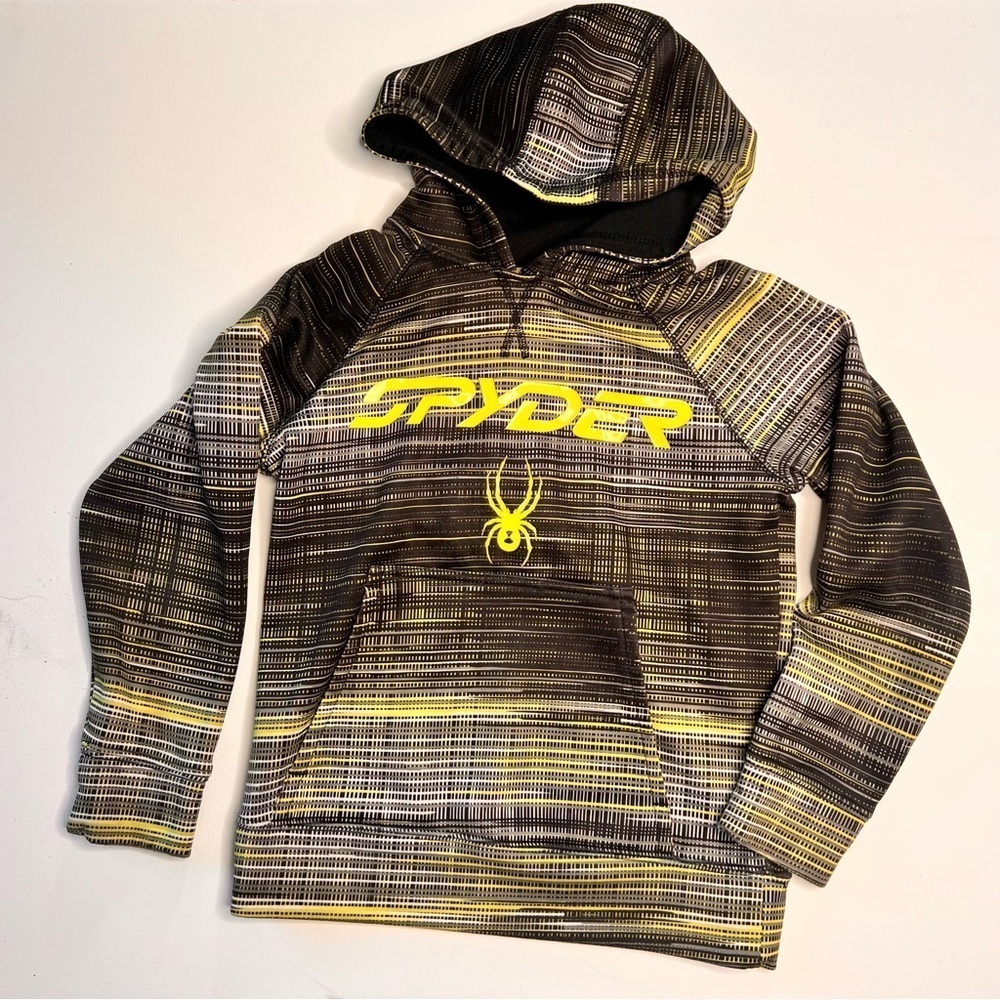 Spyder green stripe yellow logo hoodie